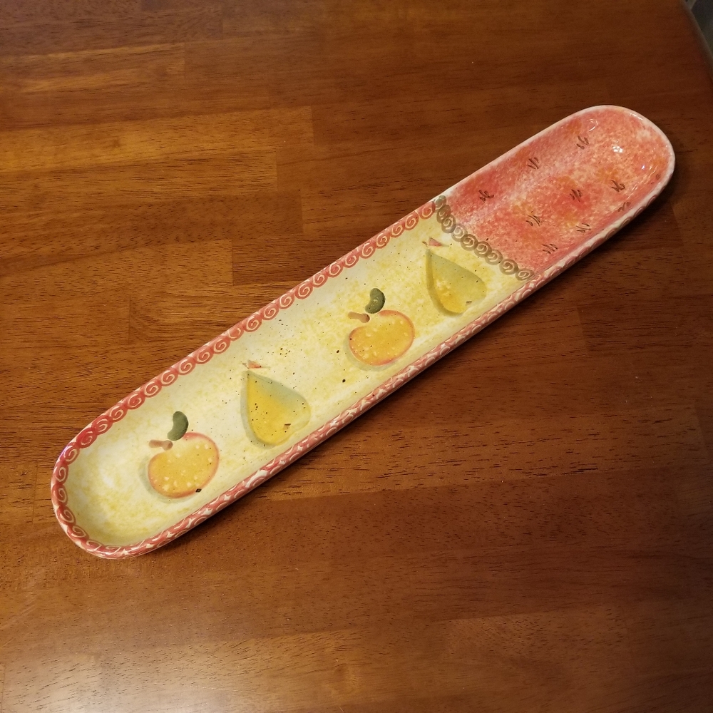 WCL Hand Painted Ceramic Fruit/Olives/Crackers/Appetisers Oval Serving Dish 18"